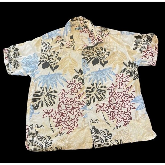 Cubavera Other - Cubavera Hawaiian Shirt White w/ Flowers  Button Up Short Sleeve Mens Sz XL